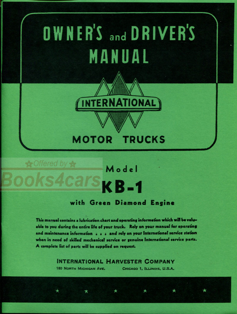 47-49 KB1 Owners manual by International Truck for KB-1