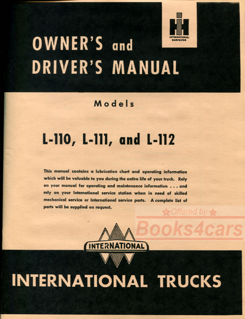 50-52 L110 L111 L112 Owners manual by International Truck for L-110 L-111 & L-112