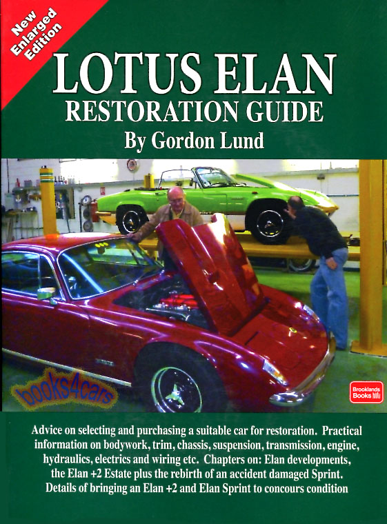 63-73 Lotus Elan Restoration Guide by Gordon Lund including Sprint S2 S3 S4 and +2 172 pages with over 290 color & B&W photos illustrations The inside story of restoring an Elan