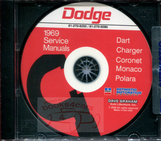69 Dodge Polara Monaco Dart Charger Coronet Body and Shop Manual on CD