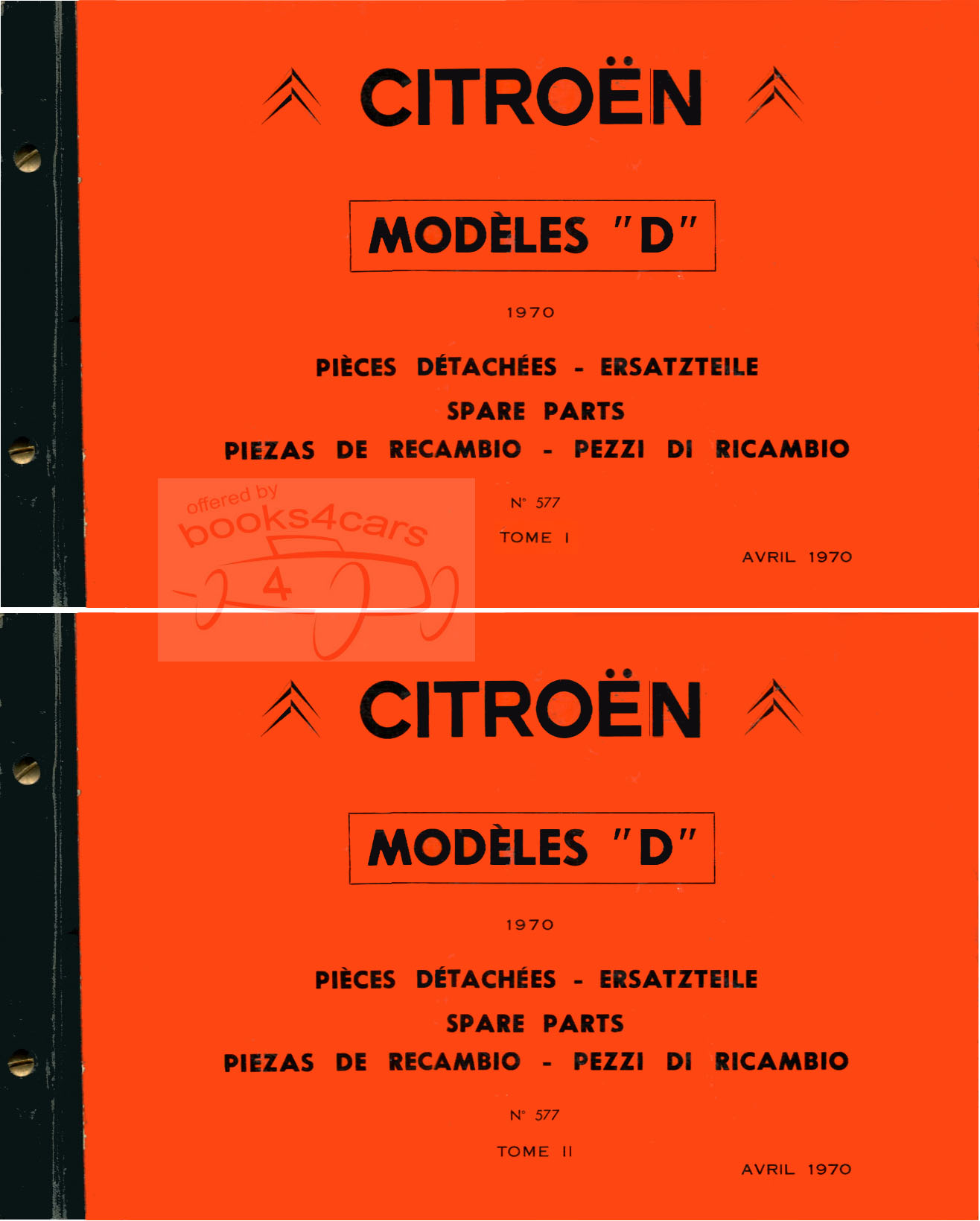 70-71 Parts Manual for D Series by Citroen DS DS21 Sedan Berline Station wagon Break Cabriolet