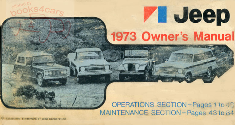 73 Owners Manual by Jeep