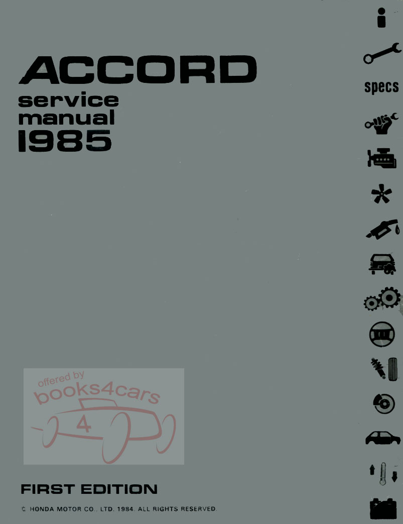 85 Shop Service Repair Manual by Honda for Accord