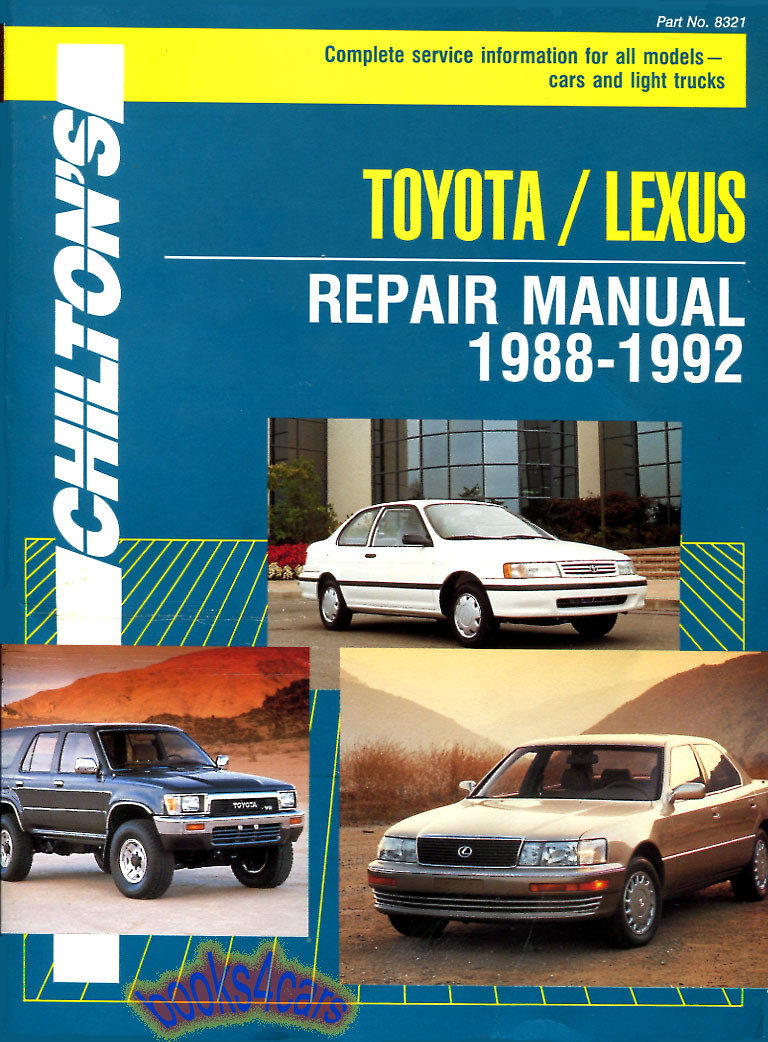 88-92 Chiltons Shop Manual for Lexus ES250 & LS400 & Toyota