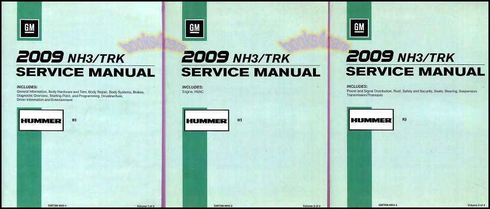 2009 H3 shop service repair manual by Hummer
