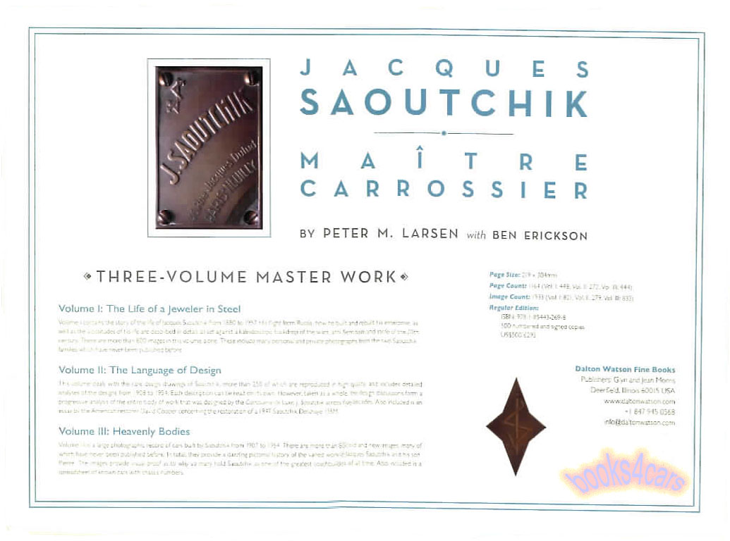Jacques Saoutchik Maitre Carrossier 3 volume book set by Larsen & Erickson