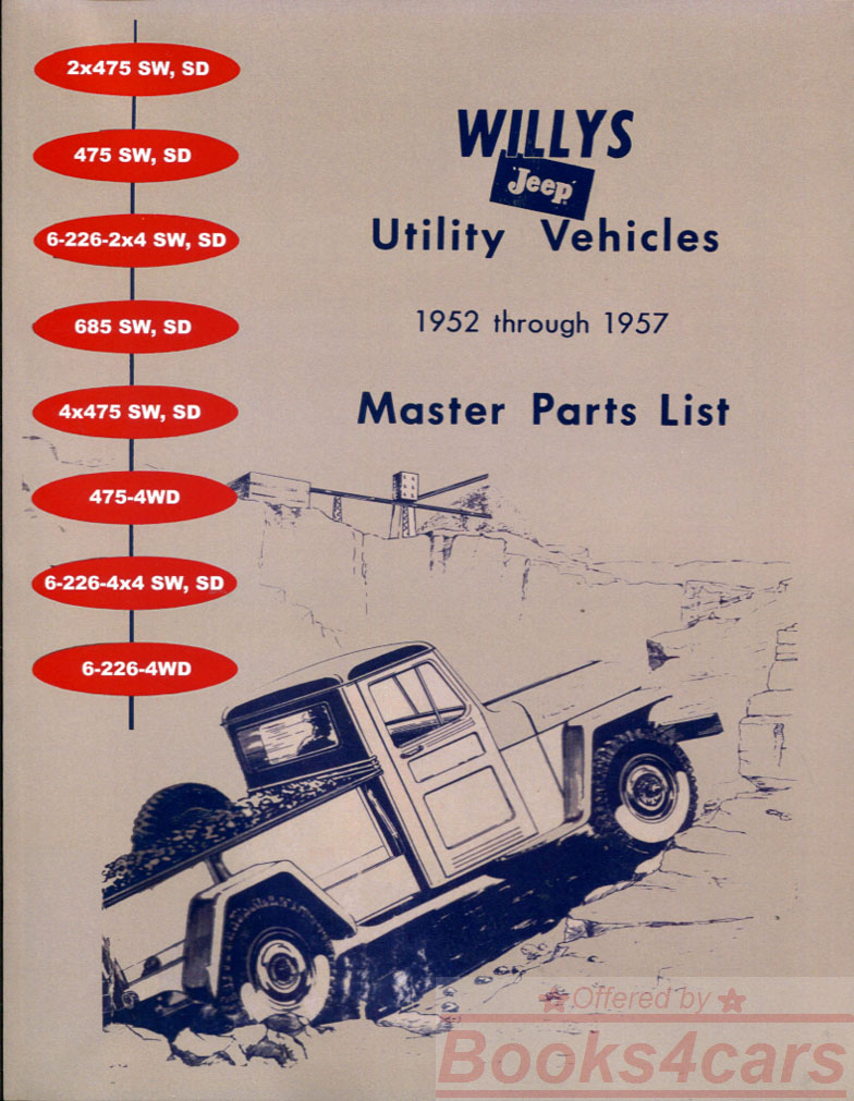 52-57 Utility Station wagon pickup truck Illustrated Parts Manual by Willys Jeep 526 pages