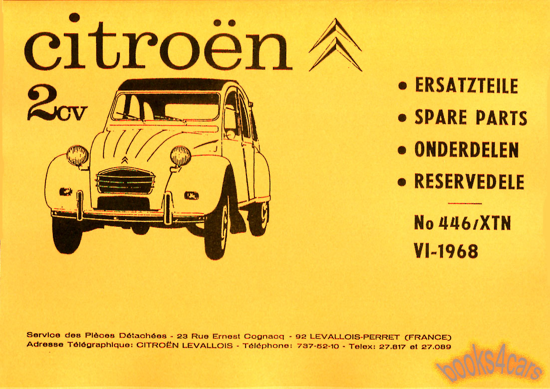 view cover of 1950-1968 2CV Parts Manual by Citroen Complete 3/4