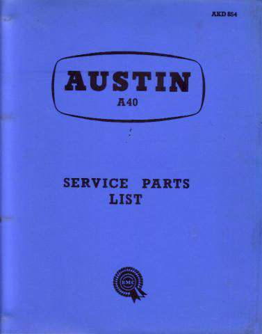 58-62 A40 A2S6 parts book Farina by Austin