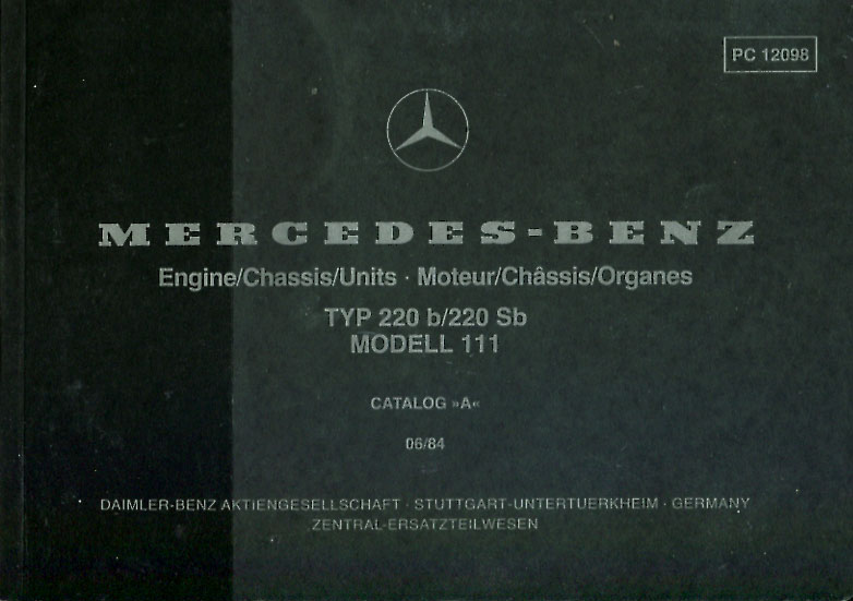 59-65 220b 220Sb Parts identification manual by Mercedes mod 111