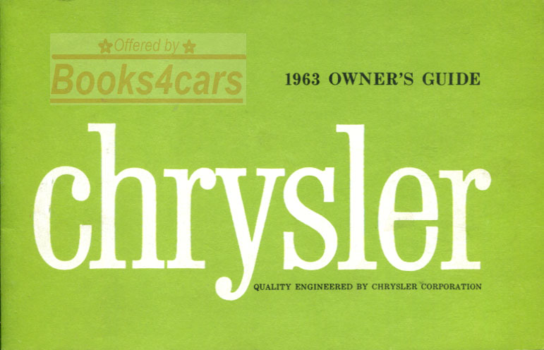 63 Owners Manual by Chrysler all models