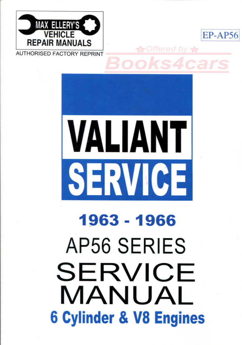 63-66 Valiant 6 cylinder Shop Service Repair Manual by Plymouth of Australia (does not cover V8 or power steering)