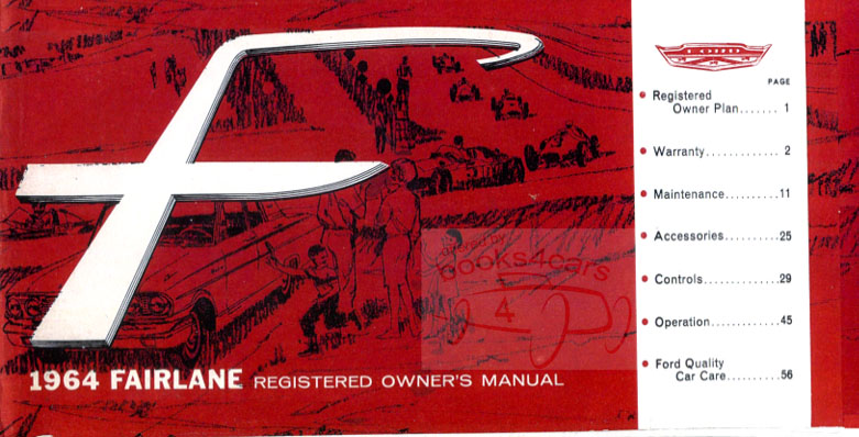 64 Ford Fairlane Owners Manual by Ford
