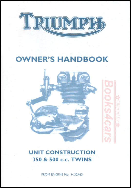 Owners Manual Handbook for Triumph 350 & 500 All Markets 1964