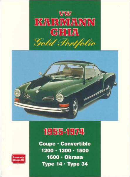 55-74 VW Volkswagen Karmann Ghia Gold Portfolio book of 53 articles on all version including Coupe Convertible 1200 1300 1500 1600 Okrasa 200 illustrations 160 pages
