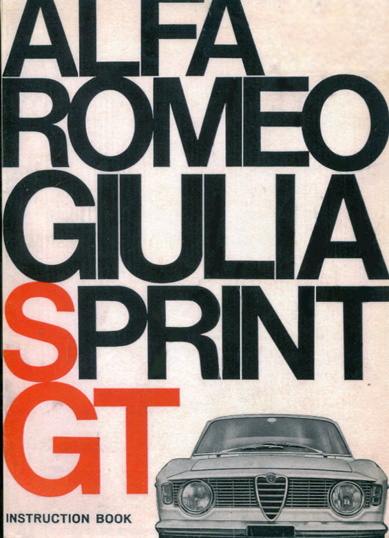 Giulia Sprint GT GTA GTC GT Veloce owners service manual by alfa Romeo in ITALIAN language 110 pgs.