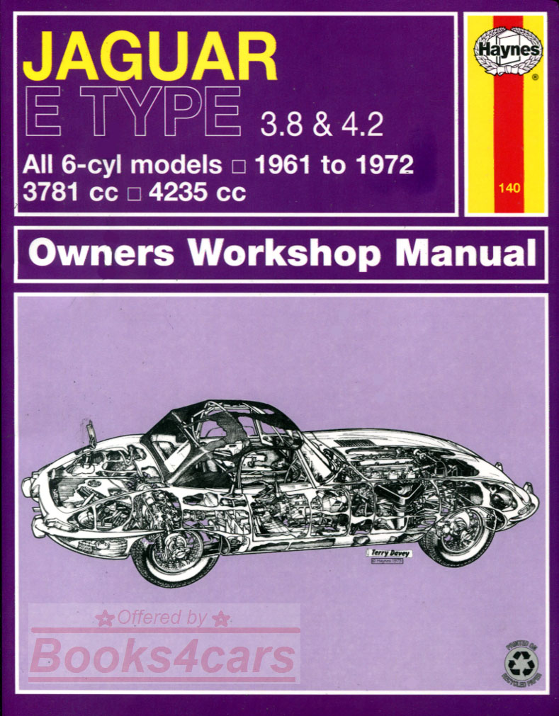 61-72 Jaguar XKE 6 cylinder Shop Service Repair Manual for E-Type Series 1&2 Roadster Coupe & 2 + 2 61-71 3.8 4.2 in 279 pages by Haynes