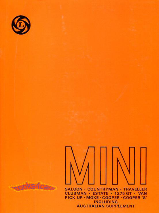 59-76 Official Workshop Service Manual 540 pages for Mini plus Moke supplement By BMC Austin Morris