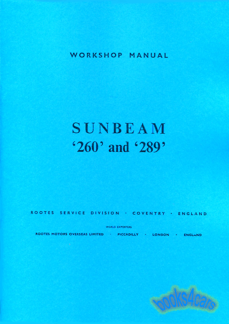 64-68 Tiger 260 289 Shop Service Repair Manual 324 pages by Sunbeam