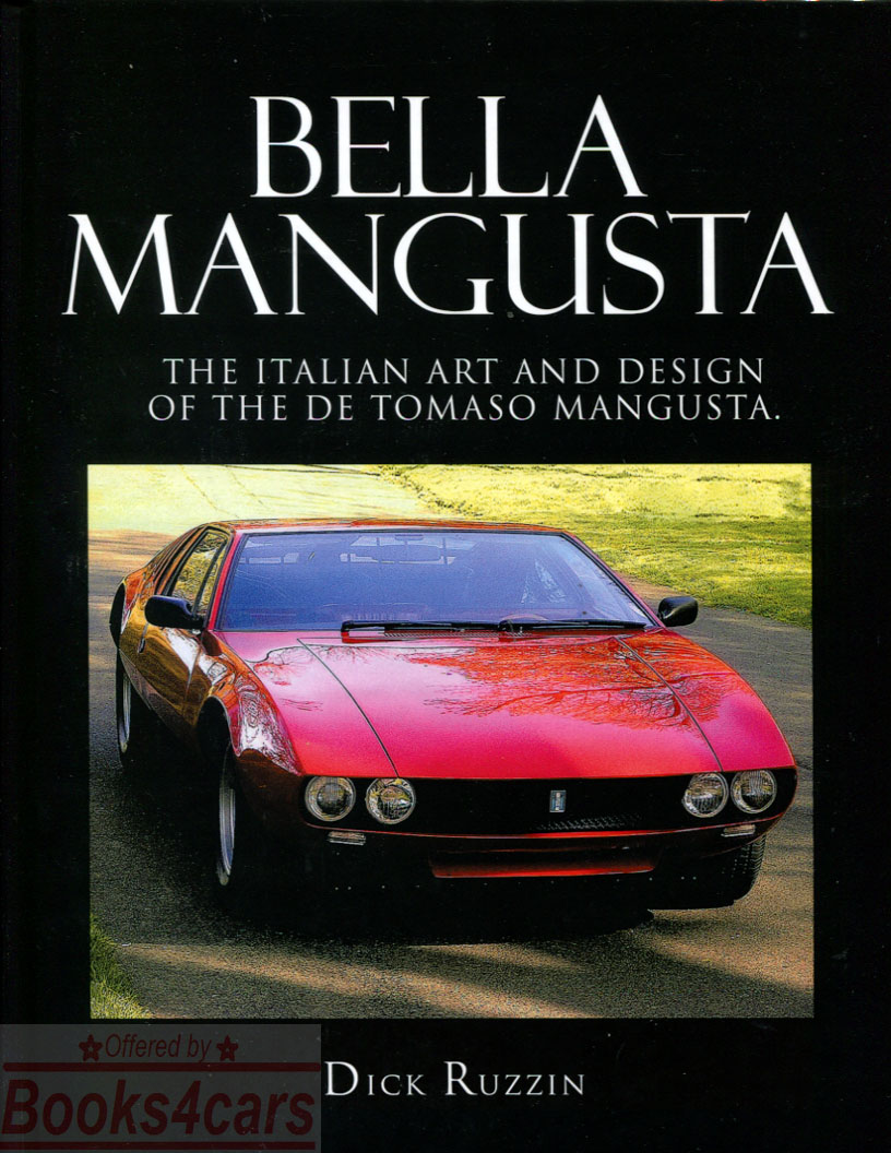 view cover of Bella Mangusta history book by Ruzzin on the classic DeTomaso De Tomaso