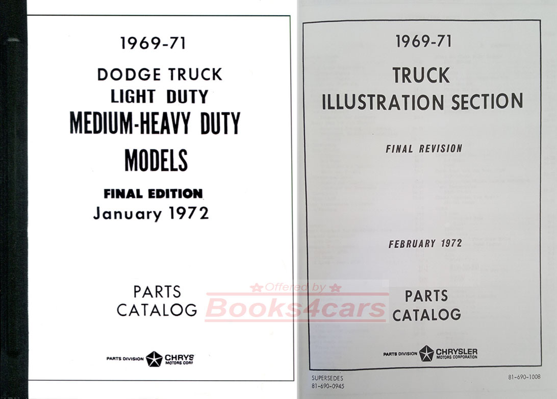 69-71 truck parts book by Dodge truck