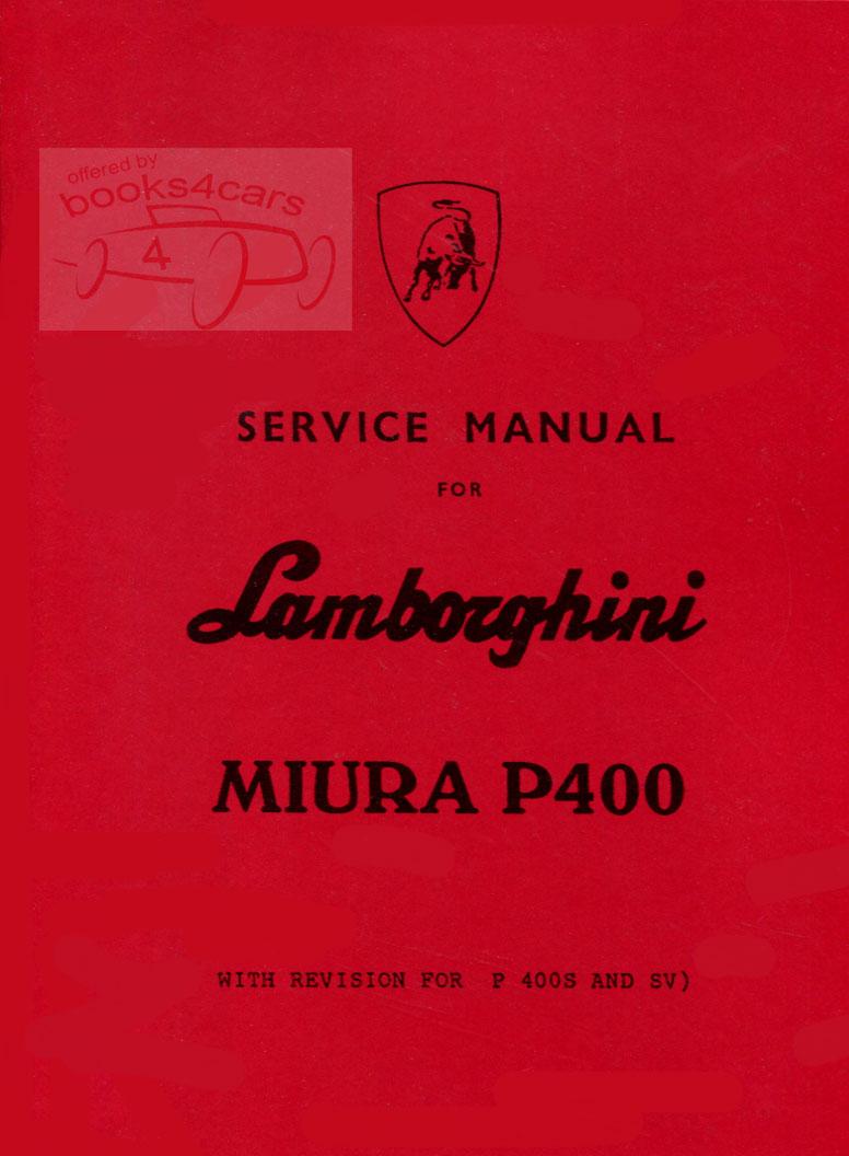 Miura Shop Service Repair Manual in English by Lamborghini for P400 400S SV includes specifications maintenance & engine