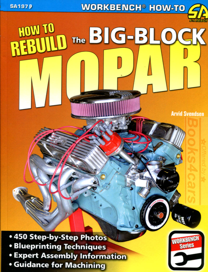 63-85 How to Rebuild the Big Block Mopar 383 400 413 426 Hemi 440 Chrysler Dodge Plymouth Mopar Engines by Arvid Svendsen 144 pages
