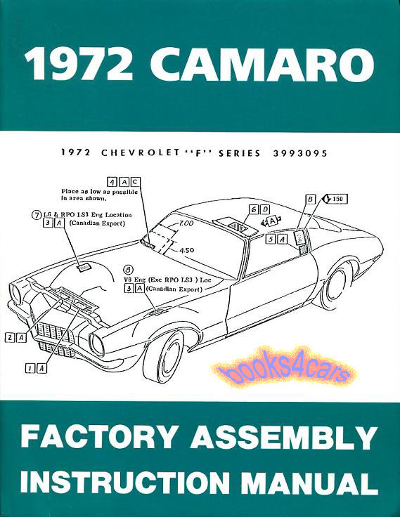 72 Camaro Assembly Manual by Chevrolet (also applicable to Firebird)