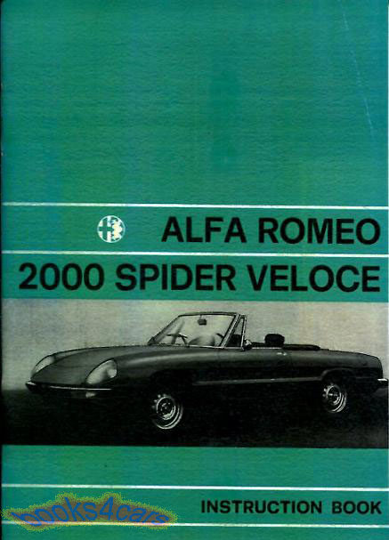 72-79 owners manual by Alfa Romeo 2000 Spider Veloce European model