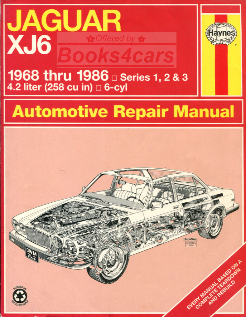 68-87 XJ6 Shop Service Repair Manual for Jaguar XJ-6 XJ 6 by Haynes