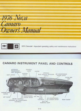 76 Camaro Nova Owners manual by Chevrolet