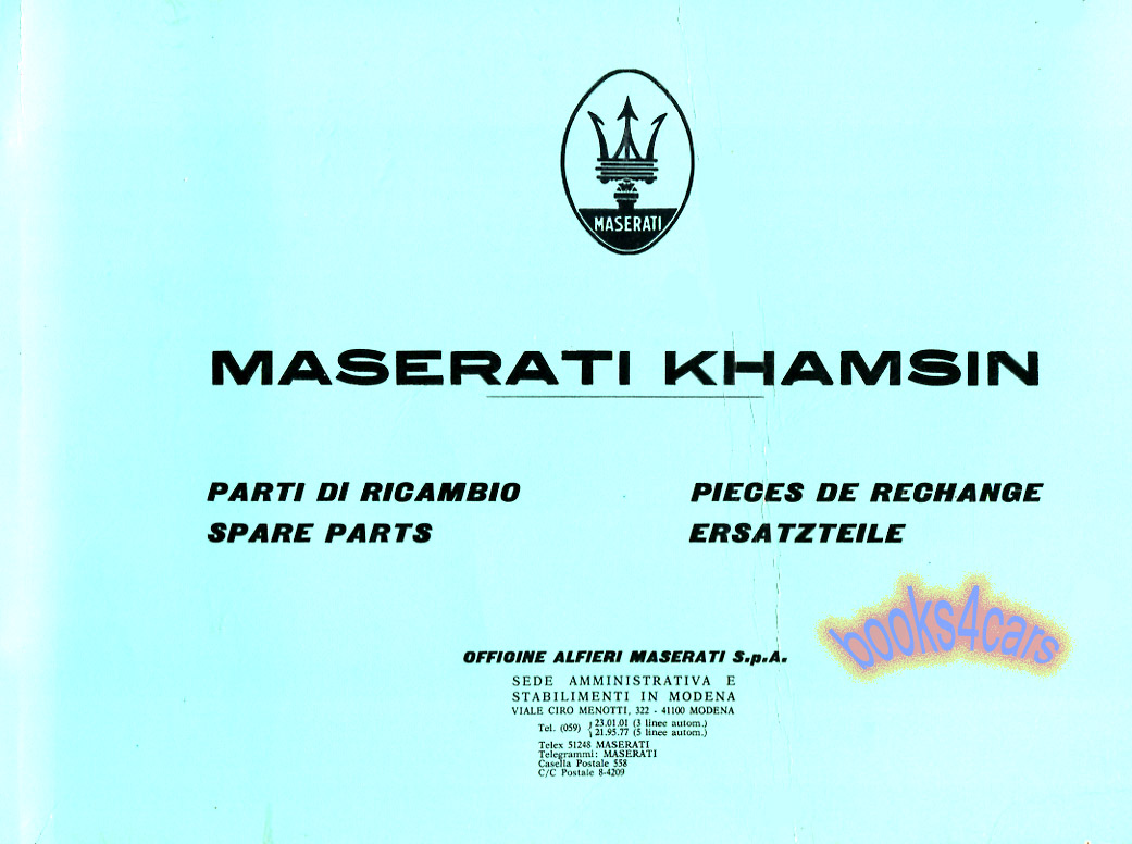 74-80 Khamsin parts manual by Maserati