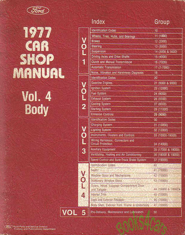 77 Body Shop Service Repair Manual for all Ford cars, vol. 4