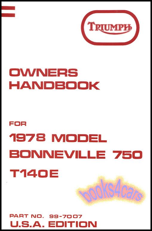 Owners Manual Handbook 750 US 1978 by Triumph