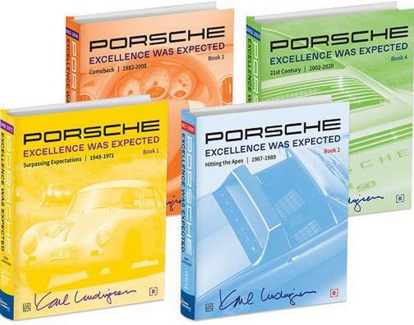 Excellence was expected 2.836 page history of Porsche thru 2019 by K. Ludvigsen covering all manners of 911 917 914 Carrera Turbo 356 912 928 924 944 968 906 907 918 Spyder Carrera GT Cayenne Panamera Macan GT3RS and more 4-volume set incl 2,912 photos & illustrations