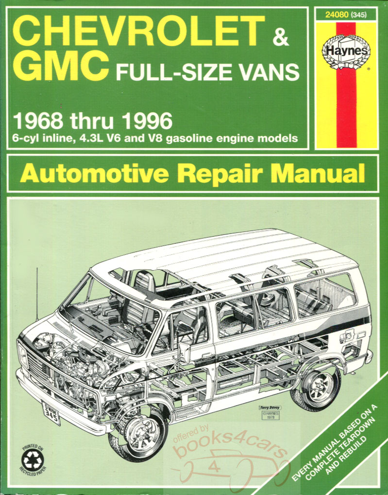 68-96 Chevrolet & GMC Van Full Size Shop Service Repair Manual by Haynes (Does not cover 96 chevy van & express models and does not cover diesel engine, separate diesel supplement available)