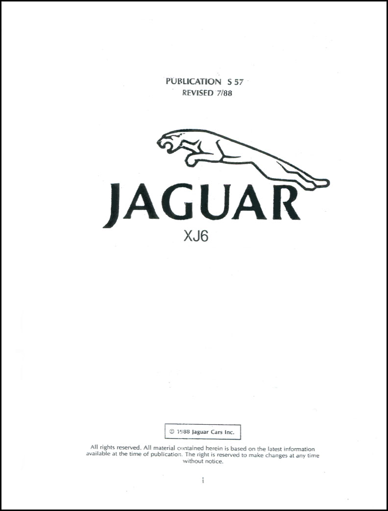 86 Electrical manual by Jaguar for XJ6