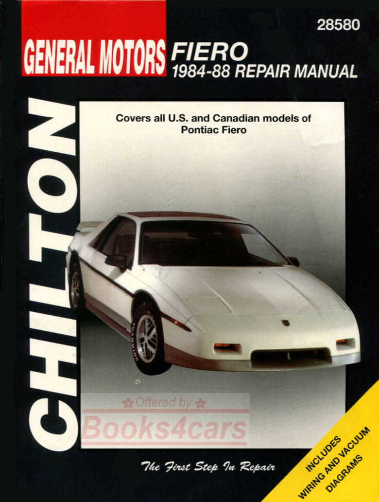 84-88 Pontiac Fiero Large format shop service repair manual by Chilton