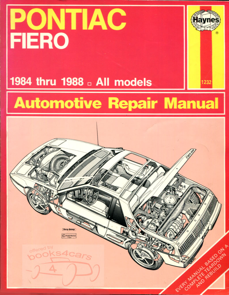 84-88 Fiero shop service repair manual by Haynes for Pontiac