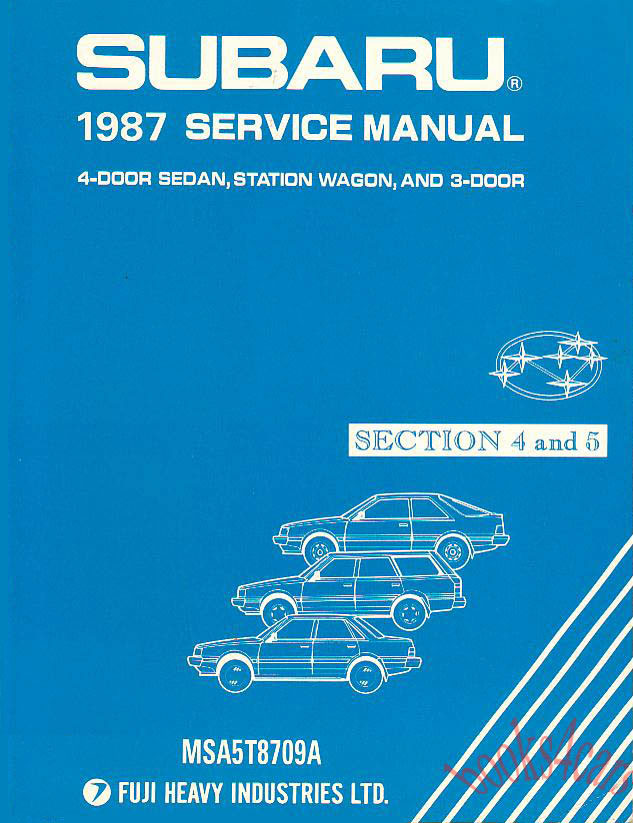 87 Sections 4 & 5 Shop Service Manual by Subaru covering Body & Suspension incl air (pneumatic) suspension