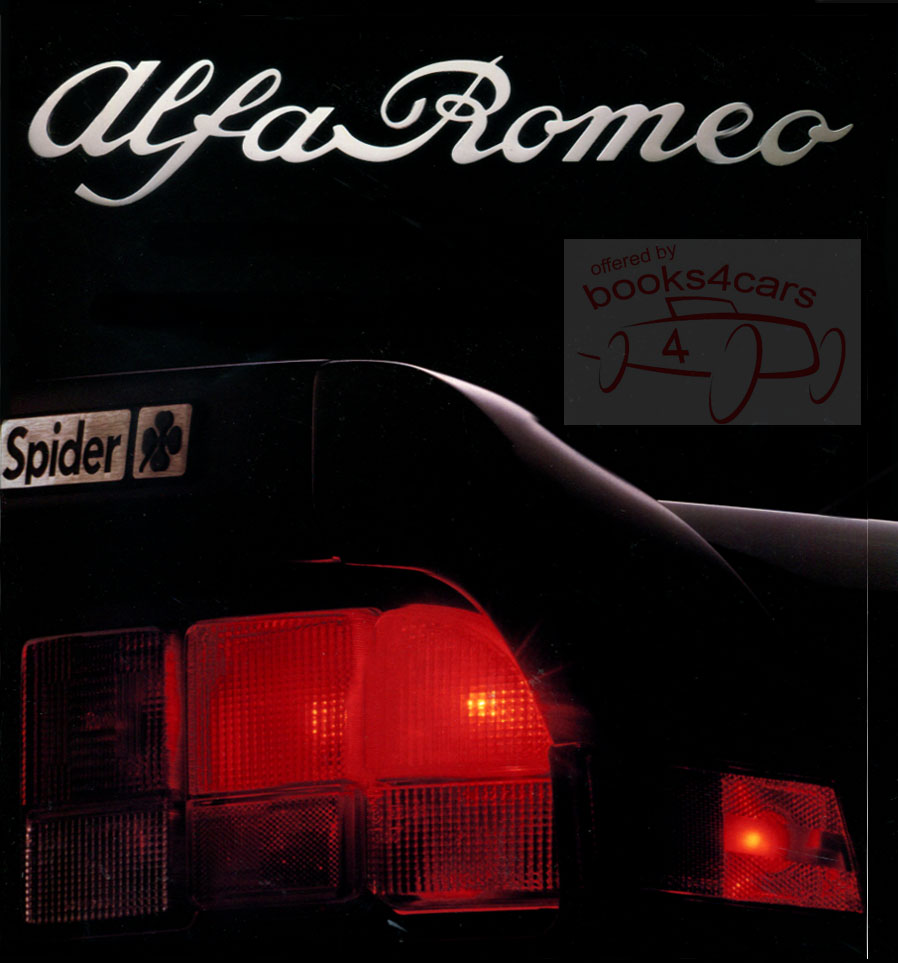 88 Spider Sales Brochure by Alfa Romeo 20 color oversized pages for all Spider models incl Veloce & Graduate