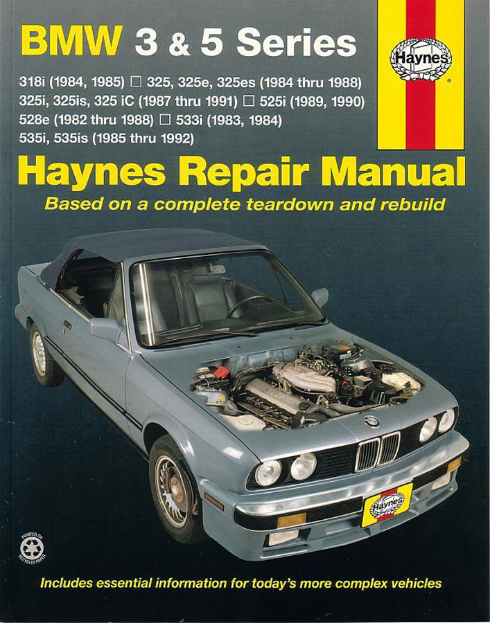 BMW 3 & 5 Series Shop Sevice Repair Manual for E30 84-85 318i 84-88 325 325e 325es 87-91 325i 325is 325ic 89-90 525i 82-88 528e 83-84 533i 85-92 535i 535is by Haynes