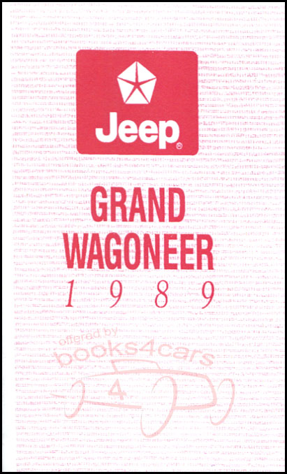 89 Grand Wagoneer owners manual by Jeep for large SUV wagon