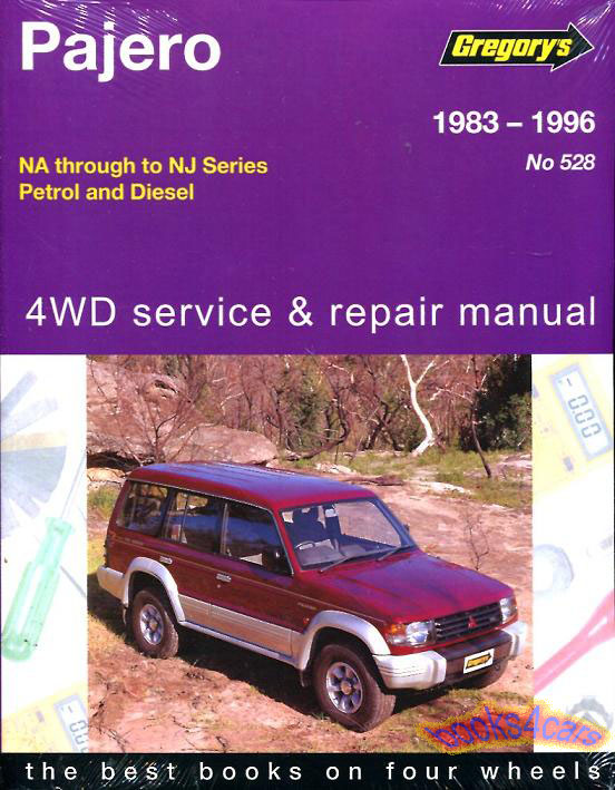 83-96 Mitsubishi Montero Pajero shop service repair manual for gasoline petrol & diesel powered models Series NA thru NJ 2.6L, 3.0L & 3.5L V6, including EFI, & 2.5L & 2.8L Diesel by Gregory's