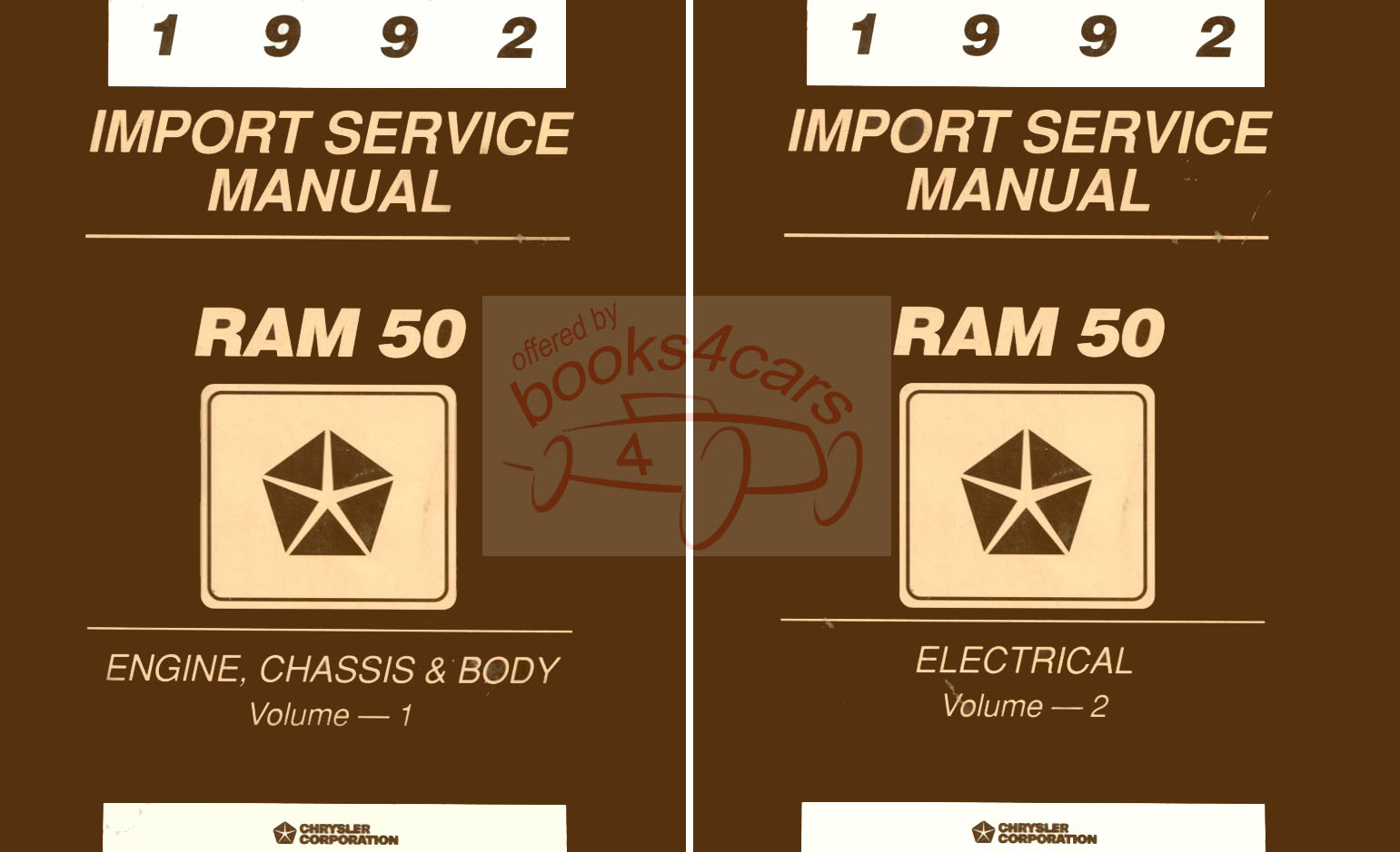 92 Ram 50 pickup Service Manual 2-volume set by Dodge