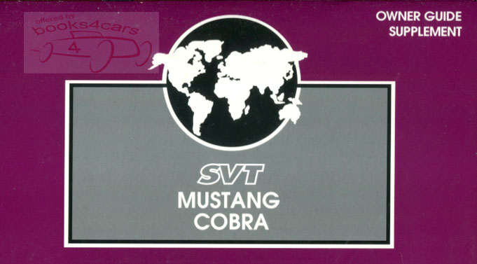 97 SVT COBRA Mustang owners manual Supplement by Ford