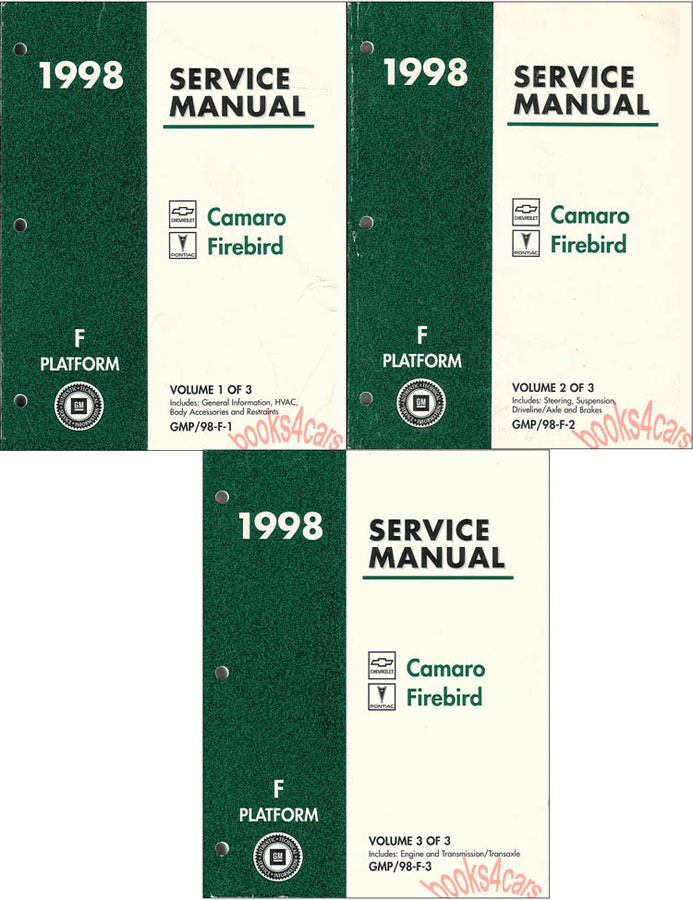 98 Camaro & Firebird 3-volume shop service repair manual set by Chevrolet & Pontiac