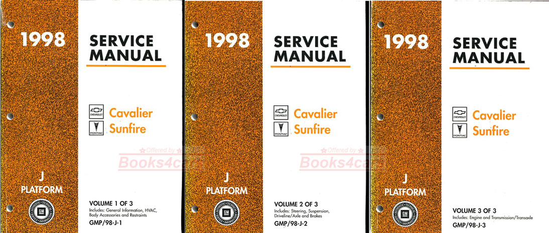 98 Cavalier & Sunfire Shop Service repair Manual by Chevrolet & Pontiac 3 volume set