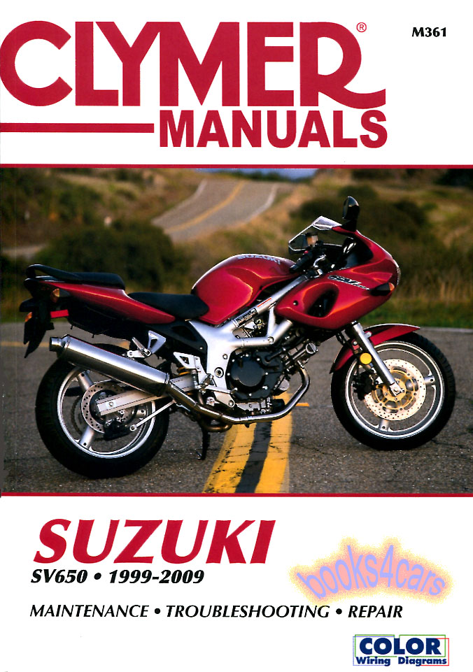 1999-2009 Suzuki SV650 Shop Service Repair Manual by Clymer with Service & Repair Procedures for Engine Transmission Brakes Suspension Body Electrical & more 560 pgs
