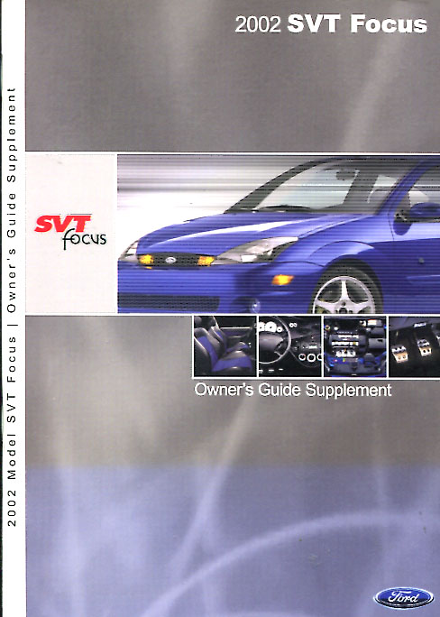 2002 SVT Focus Owners Manual Supplelent by Ford for Focus SVT